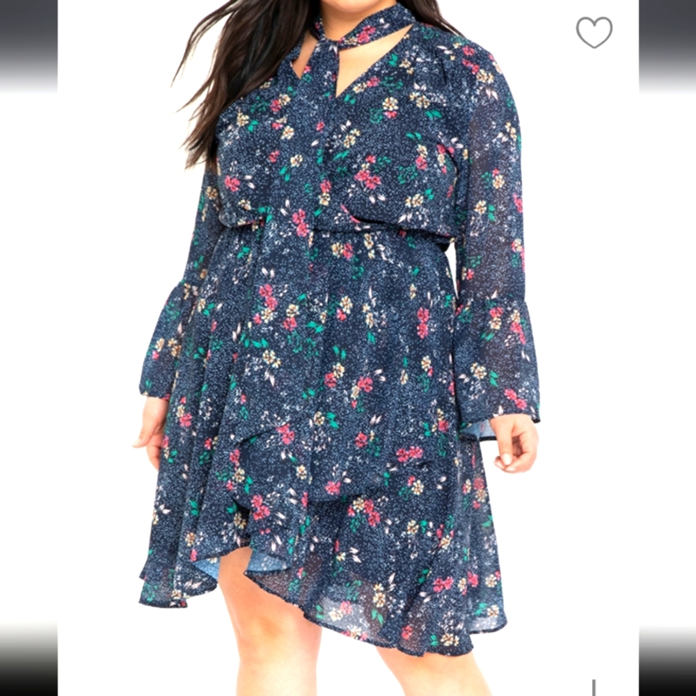 Fit to flare bell sleeve dress.
